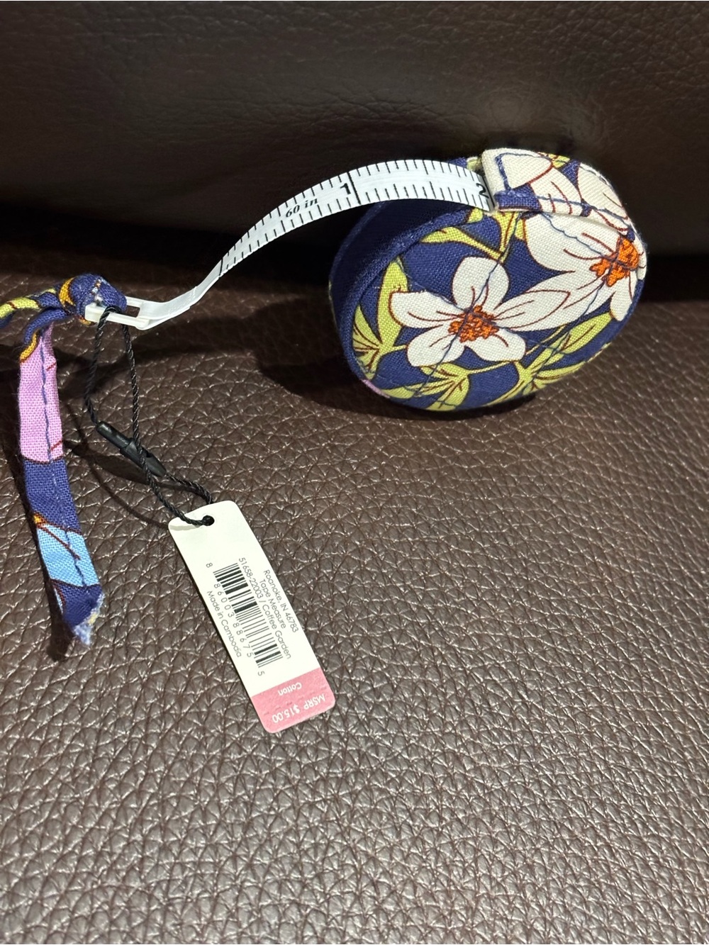 Vera Bradley Floral Fabric Retractable Tape Measure - Navy & White